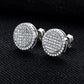 Iced Out Round Moissanite Stud Earrings, Full Pave 925 Sterling Silver with White Gold Plating, Hip Hop Bling Jewelry