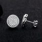 Iced Out Round Moissanite Stud Earrings, Full Pave 925 Sterling Silver with White Gold Plating, Hip Hop Bling Jewelry