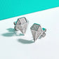 Rhombus Stud Earrings | Iced Out with 0.94 CTTW Moissanite in 925 Sterling Silver | Unisex Hip Hop Jewelry