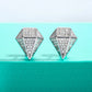 Rhombus Stud Earrings | Iced Out with 0.94 CTTW Moissanite in 925 Sterling Silver | Unisex Hip Hop Jewelry