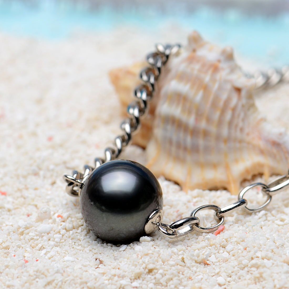 Cuban Link Necklace with Natural Black Pearl, Unisex Thick Sterling Silver Chain, Hip Hop Streetwear Jewelry for Men & Women