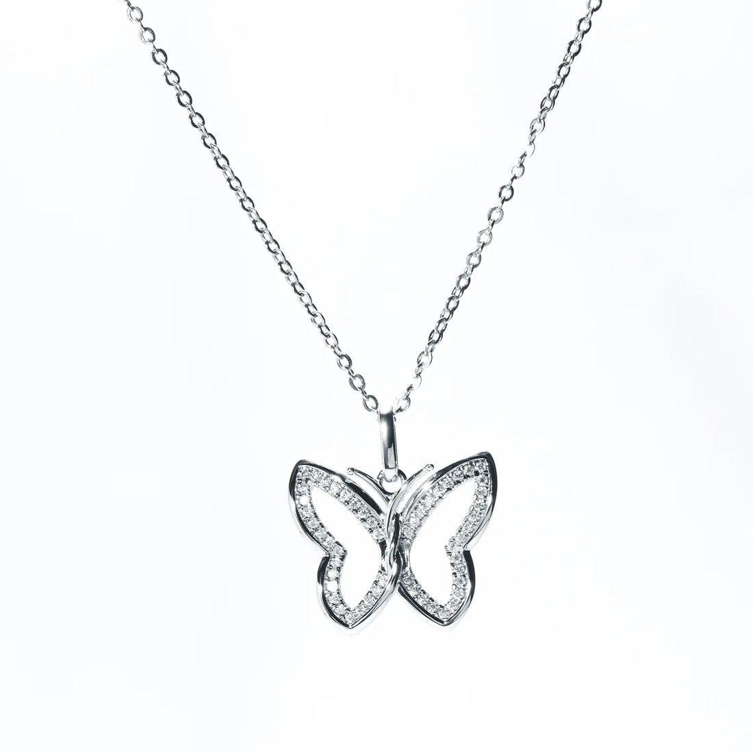 Butterfly Pendant Necklace with D Color VVS1 Moissanite, 925 Sterling Silver Adjustable 40+2+3cm Chain, Certified Gift for Women