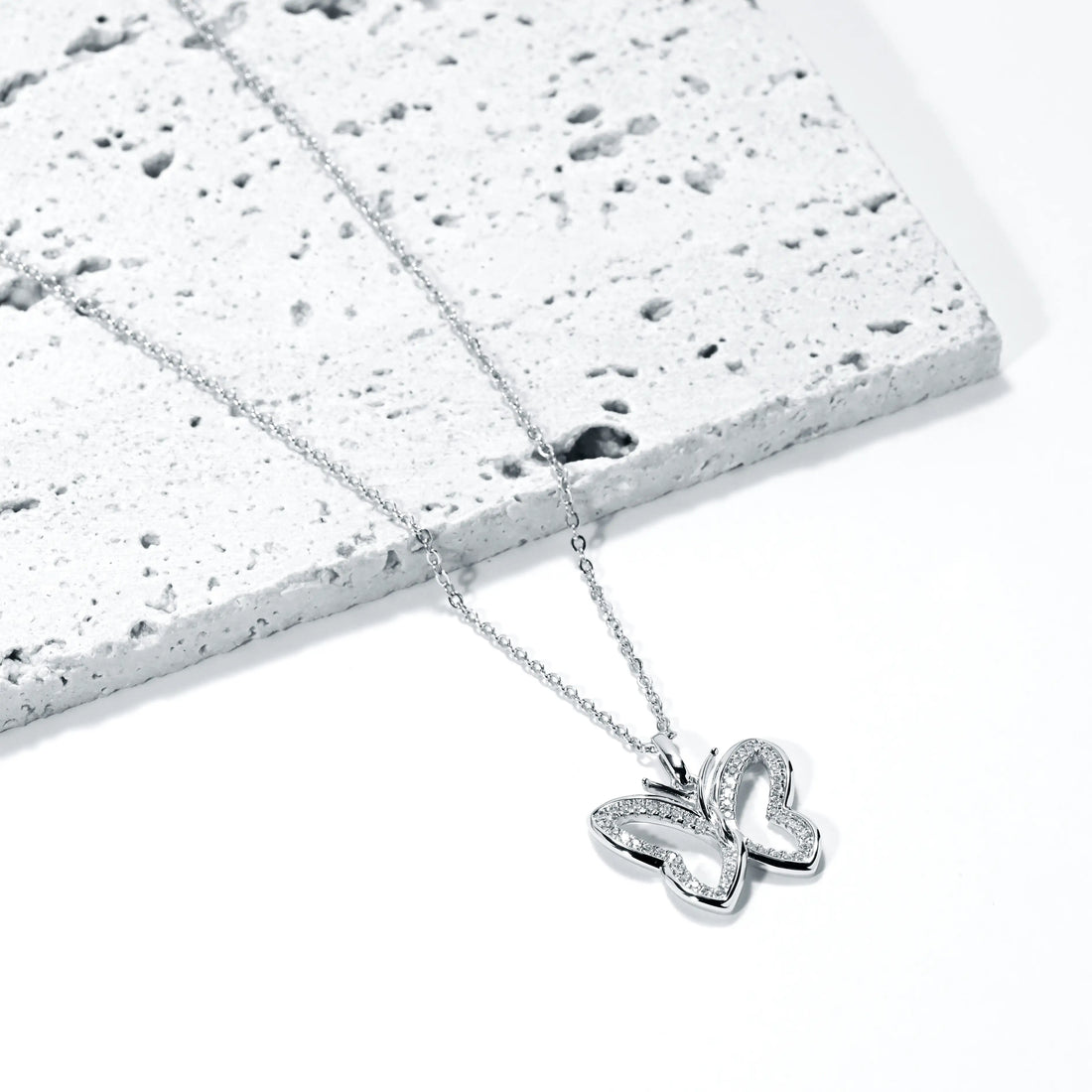 Butterfly Pendant Necklace with D Color VVS1 Moissanite, 925 Sterling Silver Adjustable 40+2+3cm Chain, Certified Gift for Women