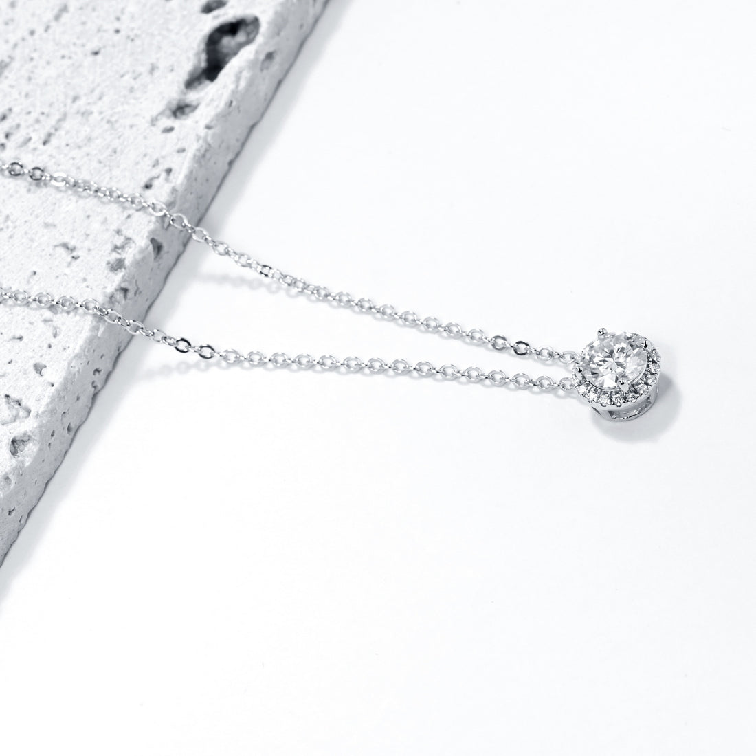 Circle Pendant Necklace with D Color VVS1 Moissanite, 925 Sterling Silver Adjustable 40+2+3cm Chain, Certified Gift for Women