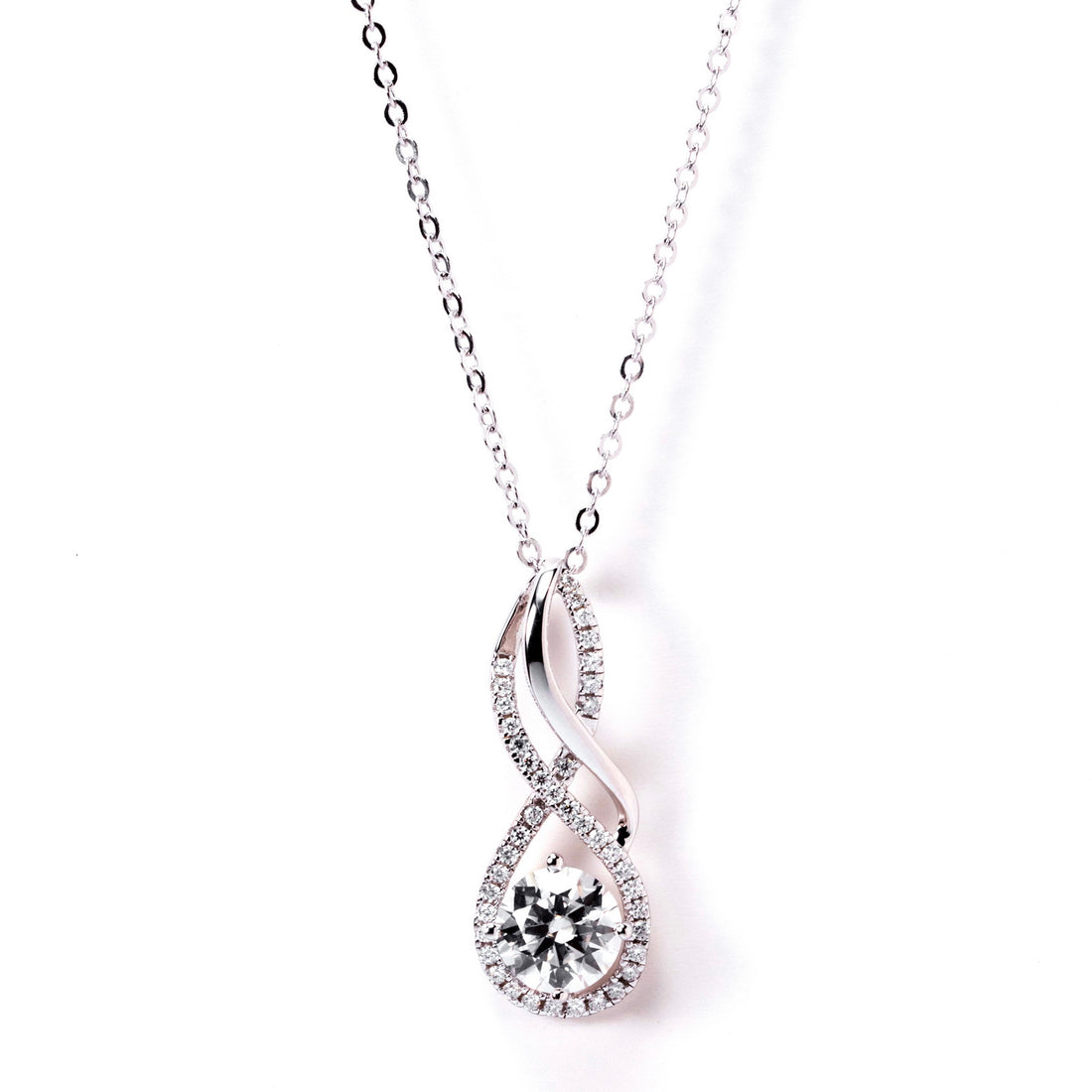 Infinity & Cross Moissanite Pendant Necklace, D Color VVS1 in 925 Sterling Silver, 40+2+3cm Adjustable Chain for Women with Certificate