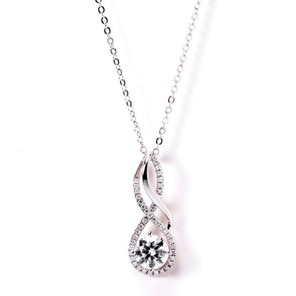 Infinity & Cross Moissanite Pendant Necklace, D Color VVS1 in 925 Sterling Silver, 40+2+3cm Adjustable Chain for Women with Certificate