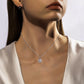 Circle Pendant Moissanite Necklace, Cushion Cut D Color VVS1 in 925 Sterling Silver, 40+2+3cm Adjustable Chain with Certificate