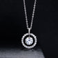 Circle Pendant Moissanite Necklace, Cushion Cut D Color VVS1 in 925 Sterling Silver, 40+2+3cm Adjustable Chain with Certificate