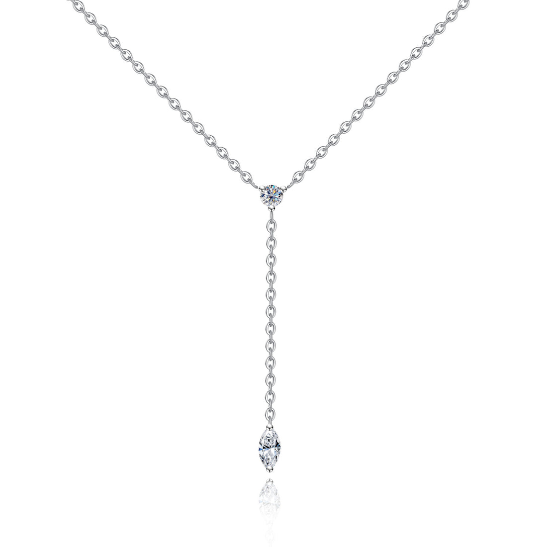 Y-Shape Pendant Necklace with Marquise Cut Moissanite, D Color VVS1 Clarity in 925 Sterling Silver, Gift for Girlfriend with Elegant Gift Box