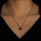 Cube Pendant Necklace with Black Round Moissanite, D Color VVS1 Clarity in 925 Sterling Silver, 40+2+3cm Adjustable Chain with Certificate