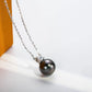 10-11mm AAAA Tahitian Black Pearl Necklace with 0.3 CT Moissanite, 10K White Gold Plated 925 Sterling Silver, 40+2+3cm Adjustable Chain