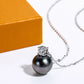 10-11mm AAAA Tahitian Black Pearl Necklace with 0.3 CT Moissanite, 10K White Gold Plated 925 Sterling Silver, 40+2+3cm Adjustable Chain