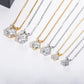 14K White Gold Plated Moissanite Pendant Necklace, 1-5 Carats D Color Flawless in 925 Sterling Silver, 40+2+3cm Adjustable Chain with Gift Box