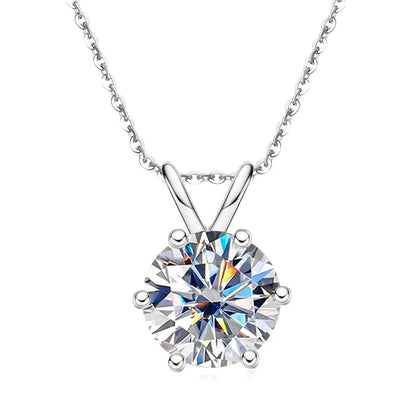 14K White Gold Plated Moissanite Pendant Necklace, 1-5 Carats D Color Flawless in 925 Sterling Silver, 40+2+3cm Adjustable Chain with Gift Box