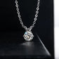 14K White Gold Plated Moissanite Pendant Necklace, 1-5 Carats D Color Flawless in 925 Sterling Silver, 40+2+3cm Adjustable Chain with Gift Box