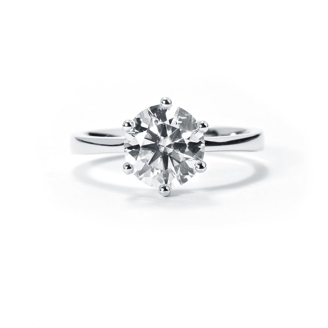 2 CT Round Cut Moissanite Halo Engagement Ring, 6-Prong Solitaire Setting in 14K White Gold Plated 925 Sterling Silver, Wedding Band for Women