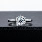 2 CT Round Cut Moissanite Halo Engagement Ring, 6-Prong Solitaire Setting in 14K White Gold Plated 925 Sterling Silver, Wedding Band for Women