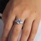 Three Stone Moissanite Engagement Ring, Round/Emerald/Marquise Cut D Color VVS1 in 925 Sterling Silver, Anniversary Wedding