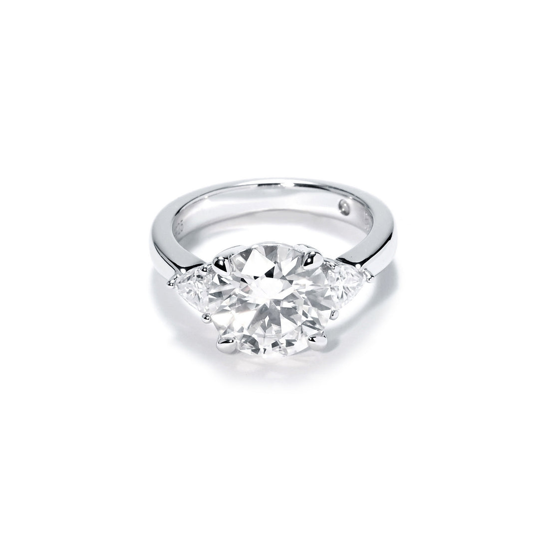 Three Stone Moissanite Engagement Ring, Round/Emerald/Marquise Cut D Color VVS1 in 925 Sterling Silver, Anniversary Wedding