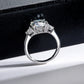 Three Stone Moissanite Engagement Ring, Round/Emerald/Marquise Cut D Color VVS1 in 925 Sterling Silver, Anniversary Wedding