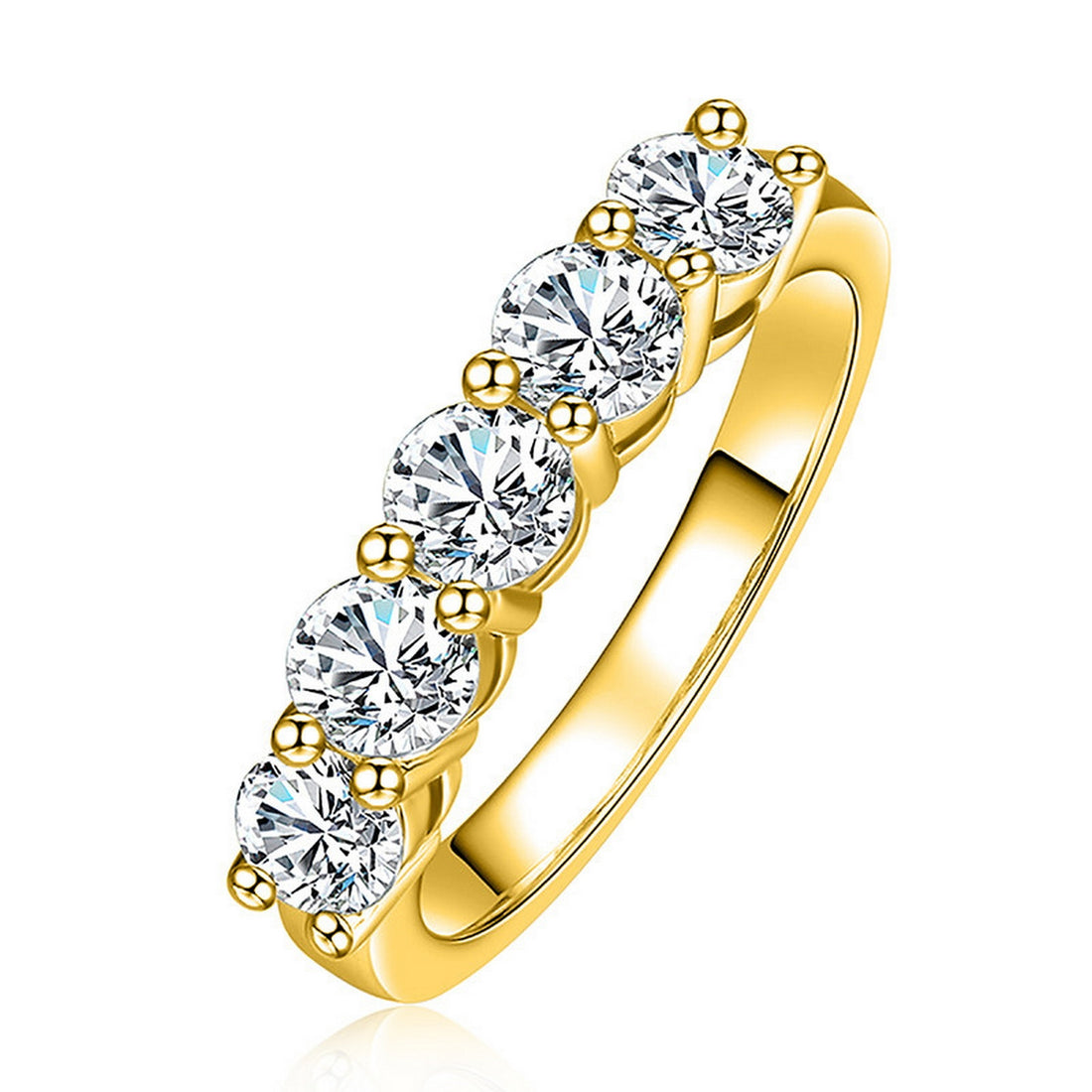 Five-Stone Moissanite Ring, 1.5 CTTW D Color VVS1 Clarity in 925 Sterling Silver, GRA Certified Anniversary Band for Women