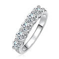 Five-Stone Moissanite Ring, 1.5 CTTW D Color VVS1 Clarity in 925 Sterling Silver, GRA Certified Anniversary Band for Women