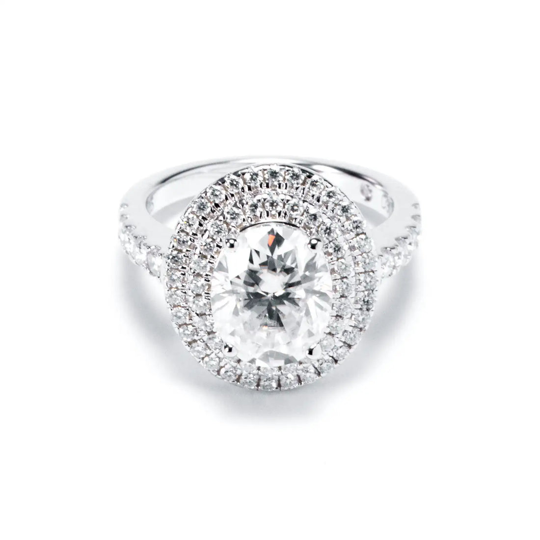 Vintage Halo Moissanite Engagement Ring | 3.0-3.88 CTTW D Color VVS1 in 925 Sterling Silver | Princess/Cushion/Oval Cut 3-Row Setting with Certificate