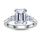 3 Ct Center Moissanite Ring，Engagement Rings 3.2-4 CTTW Total | Radiant/Emerald/Pear Cut & Certified