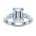 3 Ct Center Moissanite Ring，Engagement Rings 3.2-4 CTTW Total | Radiant/Emerald/Pear Cut & Certified