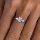 3 Carat Emerald/Radiant Cut Moissanite Engagement Ring with Pear Side Stones, D Color VVS1 Clarity in 925 Sterling Silver, Three-Stone Wedding Ring with Certificate