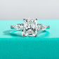 3 Carat Emerald/Radiant Cut Moissanite Engagement Ring with Pear Side Stones, D Color VVS1 Clarity in 925 Sterling Silver, Three-Stone Wedding Ring with Certificate