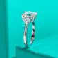 3 Carat Emerald/Radiant Cut Moissanite Engagement Ring with Pear Side Stones, D Color VVS1 Clarity in 925 Sterling Silver, Three-Stone Wedding Ring with Certificate