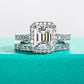 3 Carat Moissanite Bridal Set, Round Cut D Color VVS1 4.14 CTTW Total in 925 Sterling Silver, Engagement Ring & Wedding Band