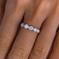 Moissanite Eternity Wedding Band, 5 Stone & Full Eternity Options in Round/Emerald/Oval Cut, D Color VVS1 Clarity 925 Sterling Silver with Certificate