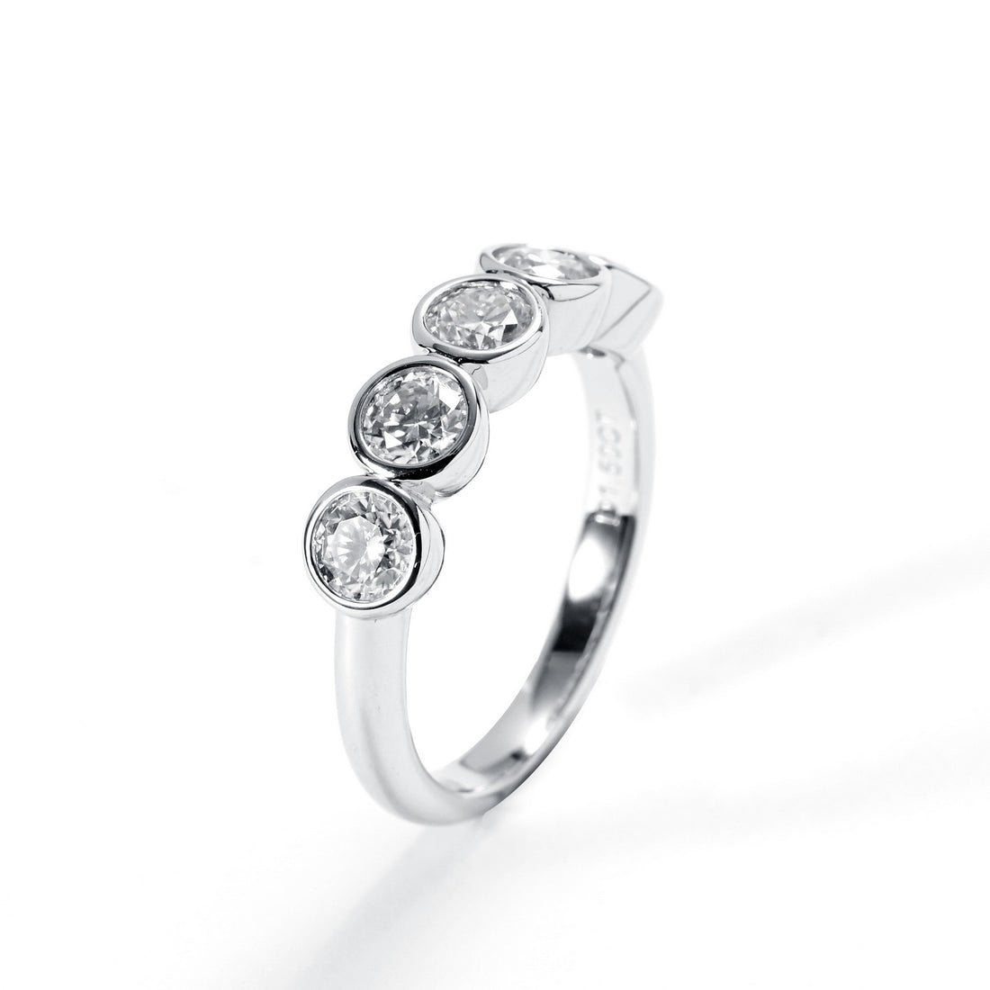 Moissanite Eternity Wedding Band, 5 Stone & Full Eternity Options in Round/Emerald/Oval Cut, D Color VVS1 Clarity 925 Sterling Silver with Certificate