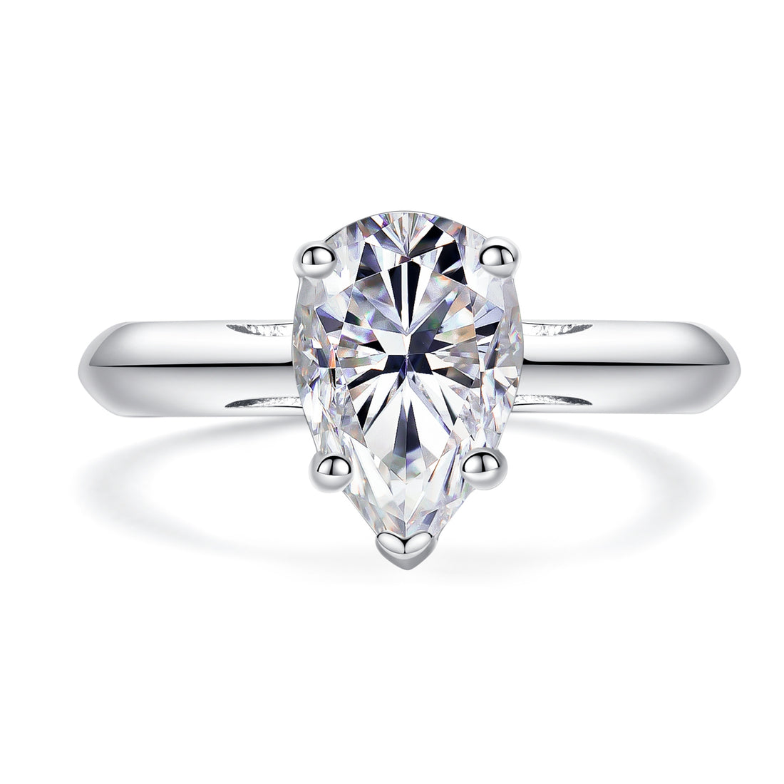 The Eternal Teardrop: Pear Cut Moissanite Engagement Ring | D Color VVS1 Clarity in Sterling Silver, GRA Certified Symbol of Everlasting Love