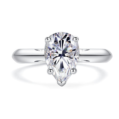 The Eternal Teardrop: Pear Cut Moissanite Engagement Ring | D Color VVS1 Clarity in Sterling Silver, GRA Certified Symbol of Everlasting Love