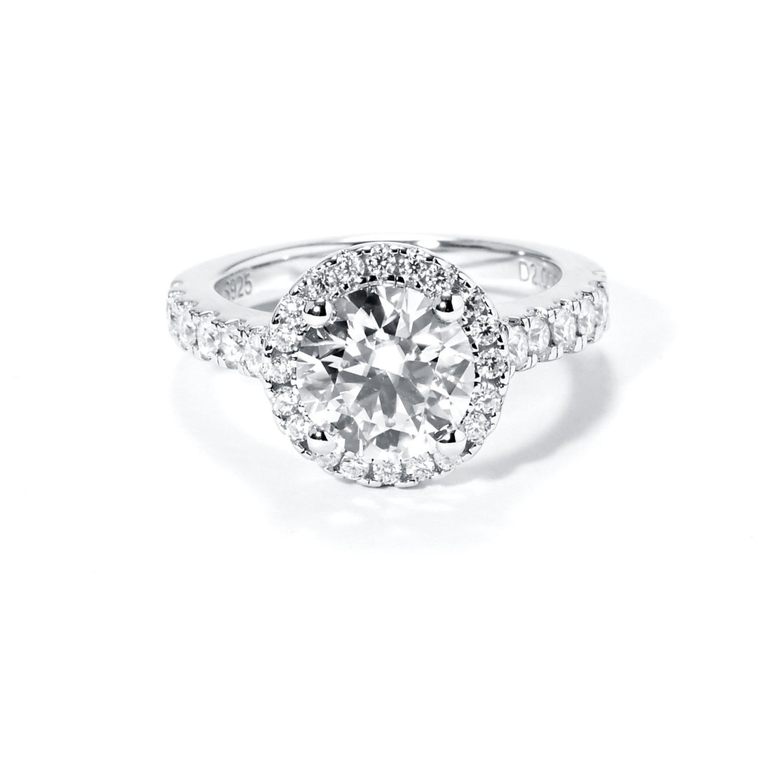 3 Carat Moissanite Engagement Ring, Vintage 4-Prong Halo in 925 Silver, D Color VVS1 with Gift Box