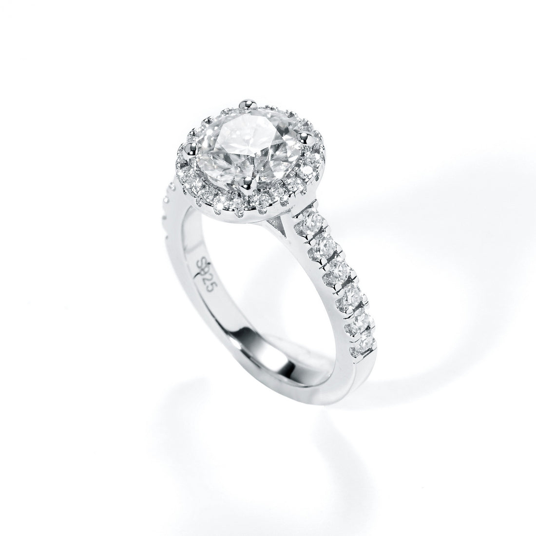 2 Carat Moissanite Engagement Ring, Vintage Bezel Halo & 4-Prong in 925 Silver, D Color VVS1 Certified