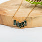 Baguette Cut Moss Agate Pendant Necklace, Natural Green Gemstone in 10K Gold Plated 925 Silver,  Girlfriend with Luxury Box