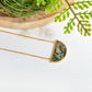Semicircular Moss Agate Pendant Necklace, Natural Half-Moon Gemstone in Gold Plated 925 Sterling Silver, Unisex Anniversary Gift with Luxury Packaging