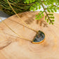 Semicircular Moss Agate Pendant Necklace, Natural Half-Moon Gemstone in Gold Plated 925 Sterling Silver, Unisex Anniversary Gift with Luxury Packaging