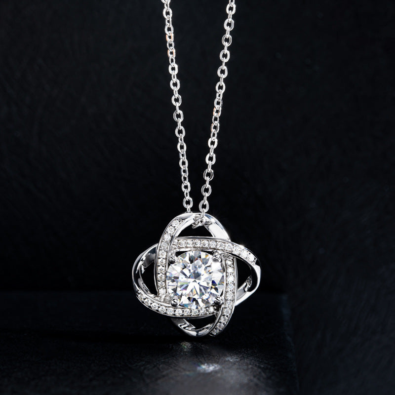 Satellite Design Moissanite Pendant Necklace, 3 Carat D Color VVS1 in 925 Sterling Silver, Adjustable Unisex Chain with Certificate