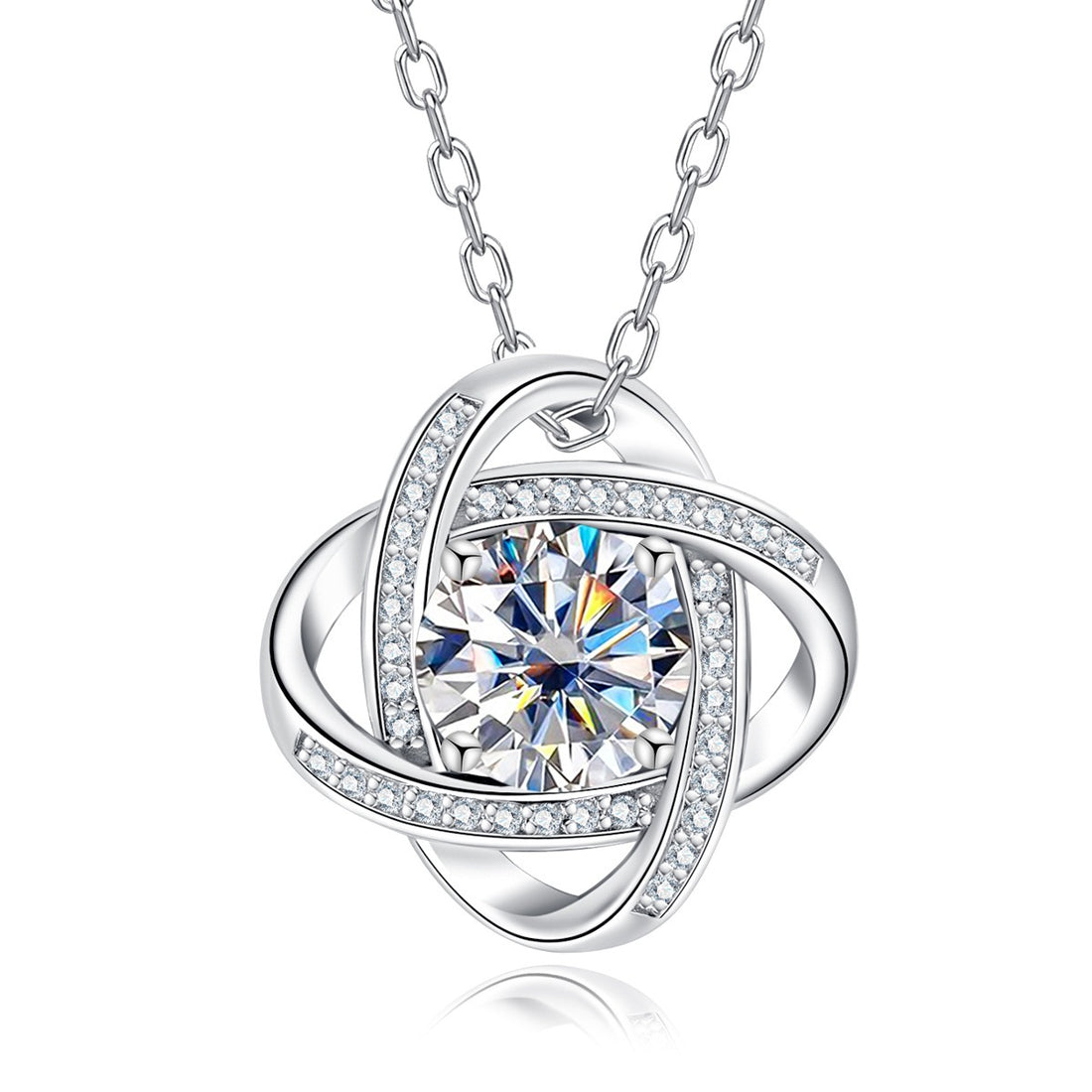 Satellite Design Moissanite Pendant Necklace, 3 Carat D Color VVS1 in 925 Sterling Silver, Adjustable Unisex Chain with Certificate