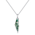 Moss Agate Geometric Pendant Necklace, Natural Stone Jewelry in 925 Sterling Silver, Christmas Wedding Gift for Women