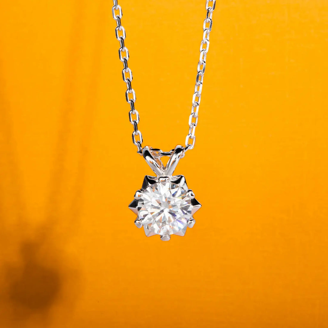 Floral Moissanite Pendant Necklace, 2.0 Carat Lab-Created Gemstone in Rhodium Plated 925 Sterling Silver, Hypoallergenic Gift for Women