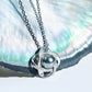 Love Knot Pendant Necklace with AAAA Tahitian Black Pearl & D Color Moissanite, 18K White Gold Plated 925 Sterling Silver, 45+2+3mm Adjustable Chain