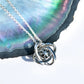 Love Knot Pendant Necklace with AAAA Tahitian Black Pearl & D Color Moissanite, 18K White Gold Plated 925 Sterling Silver, 45+2+3mm Adjustable Chain