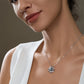 Love Knot Pendant Necklace with AAAA Tahitian Black Pearl & D Color Moissanite, 18K White Gold Plated 925 Sterling Silver, 45+2+3mm Adjustable Chain