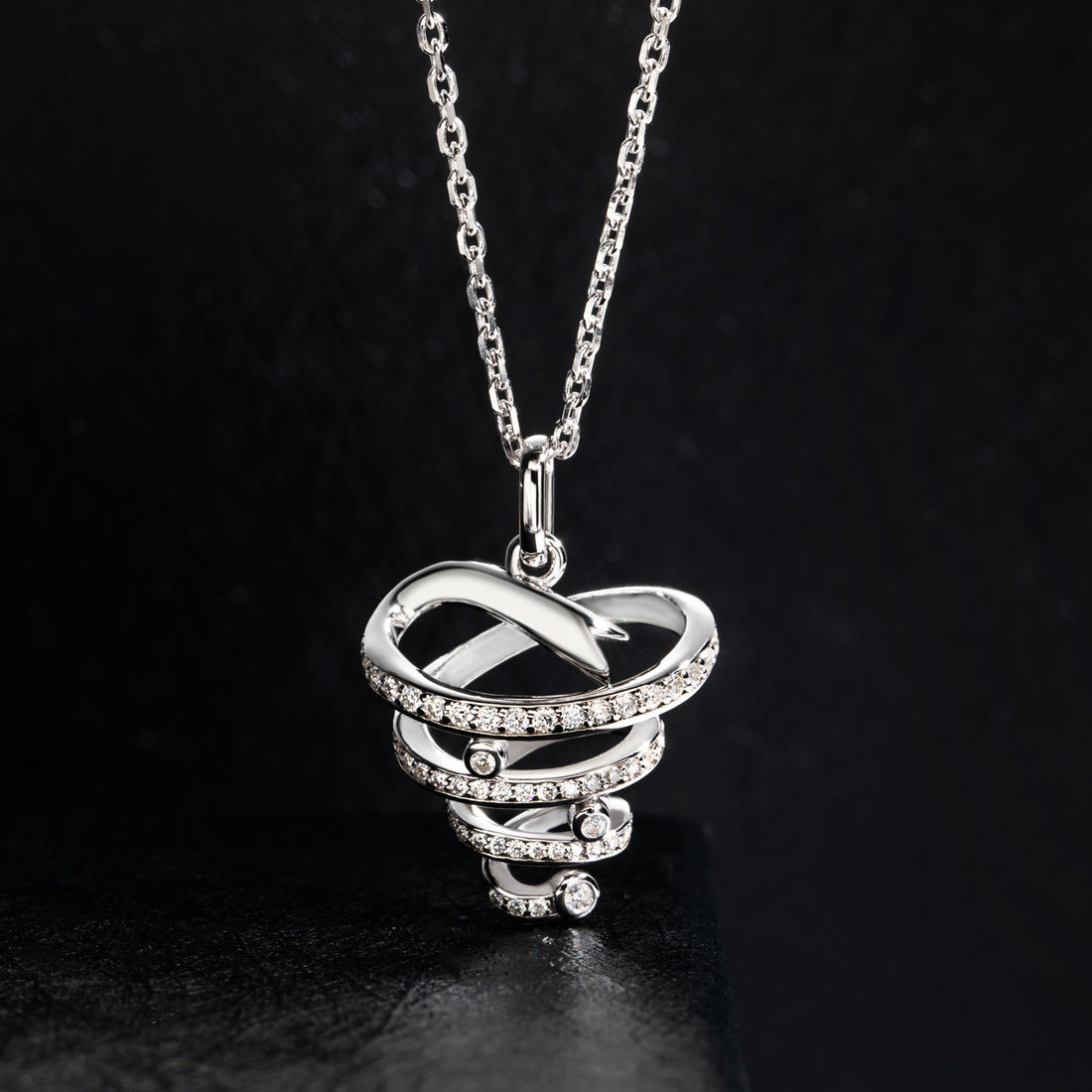 Vortex & Infinity Pendant Necklace with D Color VVS1 Moissanite, 925 Sterling Silver 40+2+3cm Adjustable Chain for Women, with Certificate